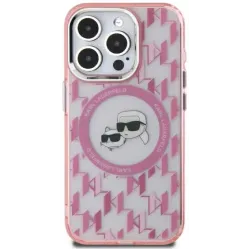 Karl Lagerfeld IML Monogram Karl & Choupette Head Back Cover Hülle mit MagSafe für Apple iPhone 16 Pro Max - Rosa