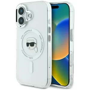 Karl Lagerfeld IML Metal Karl Head Back Cover Hülle mit MagSafe für Apple iPhone 16 - Weiß