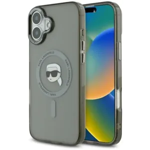 Karl Lagerfeld IML Metal Karl Head Back Cover Hülle mit MagSafe für Apple iPhone 16 - Schwarz