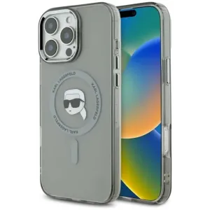 Karl Lagerfeld IML Metal Karl Head Back Cover Hülle mit MagSafe für Apple iPhone 16 Pro Max - Schwarz