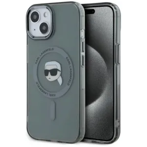 Karl Lagerfeld IML Metal Karl Head Back Cover Hülle mit MagSafe für Apple iPhone 15 - Schwarz