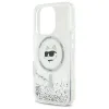 Karl Lagerfeld Liquid Glitter Choupette Head Back Cover Hülle mit MagSafe für Apple iPhone 16 Pro - Transparent 5