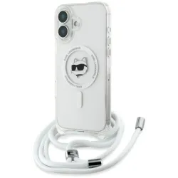 Karl Lagerfeld IML Choupette Head & Cord Back Cover Hülle mit MagSafe für Apple iPhone 16 - Transparent
