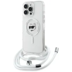 Karl Lagerfeld IML Choupette Head & Cord Back Cover Hülle mit MagSafe für Apple iPhone 16 Pro Max - Transparent