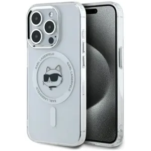 Karl Lagerfeld IML Metal Choupette Head Back Cover Hülle mit MagSafe für Apple iPhone 15 Pro Max - Weiß