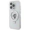 Karl Lagerfeld Ring Stand Karl & Choupette Hard Case Back Cover Hülle mit MagSafe für Apple iPhone 15 Pro - Weiß 2