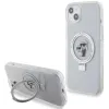Karl Lagerfeld Ring Stand Karl & Choupette Hard Case Back Cover Hülle mit MagSafe für Apple iPhone 15 Plus/14 Plus - Weiß