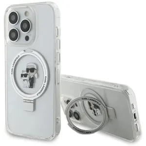Karl Lagerfeld Ring Stand Karl & Choupette Hard Case Back Cover Hülle mit MagSafe für Apple iPhone 15 Pro Max - Weiß