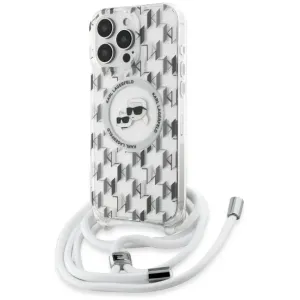 Karl Lagerfeld IML Crossbody Monogram Karl & Choupette Head Back Cover Hülle mit MagSafe für Apple iPhone 16 Pro Max - Transparent