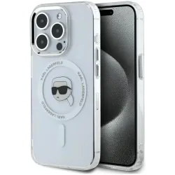 Karl Lagerfeld IML Metal Karl Head Back Cover Hülle mit MagSafe für Apple iPhone 15 Pro Max - Weiß