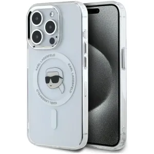 Karl Lagerfeld IML Metal Karl Head Back Cover Hülle mit MagSafe für Apple iPhone 15 Pro Max - Weiß