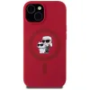 Karl Lagerfeld Silikon Karl & Choupette Heads Ring Back Cover Hülle mit MagSafe für Apple iPhone 15 - Rot 3