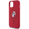Karl Lagerfeld Silikon Karl & Choupette Heads Ring Back Cover Hülle mit MagSafe für Apple iPhone 15 - Rot 6