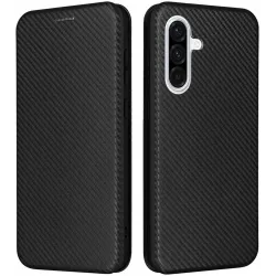 Phonesta Carbon Fiber Skin Book Wallet Klapphülle für Samsung Galaxy A36 - Schwarz