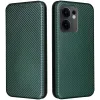Phonesta Carbon Fiber Skin Book Wallet Klapphülle für Oppo Reno13 F 4G/5G / Reno13 FS 5G - Dunkelgrün