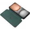 Phonesta Carbon Fiber Skin Book Wallet Klapphülle für Realme 14x / C75 - Dunkelgrün 2
