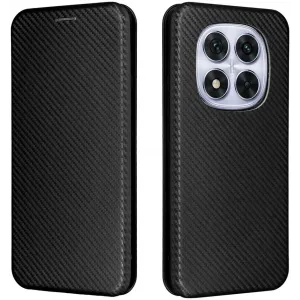 Phonesta Carbon Fiber Skin Book Wallet Klapphülle für Xiaomi Redmi Note 14 Pro 4G - Schwarz