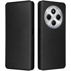 Phonesta Carbon Fiber Skin Book Wallet Klapphülle für Xiaomi Redmi 14C / Xiaomi Poco C75 - Schwarz