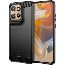 Phonesta Carbon Silikon Back Cover Hülle für Motorola Edge 60 Neo/Edge 50 Neo / ThinkPhone 25 - Schwarz