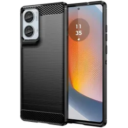Phonesta Carbon Silikon Back Cover Hülle für Motorola Edge 50 Fusion - Schwarz