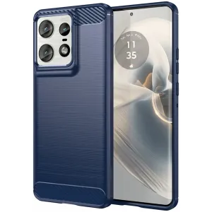 Phonesta Carbon Silikon Back Cover Hülle für Motorola Edge 50 Pro - Blau