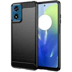 Phonesta Carbon Silikon Back Cover Hülle für Motorola Moto G04 / G04s / G24 / G24 Power / E14 - Schwarz