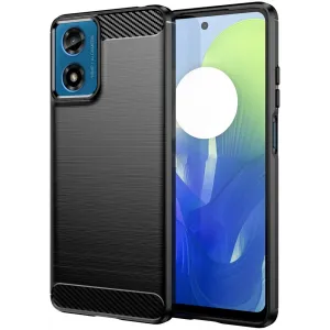 Phonesta Carbon Silikon Back Cover Hülle für Motorola Moto G04 / G04s / G24 / G24 Power / E14 - Schwarz