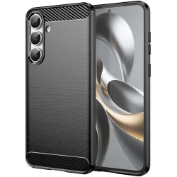Phonesta Carbon Silikon Back Cover Hülle für Samsung Galaxy S25 FE - Schwarz