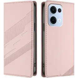 Phonesta Embossed Lines Book Wallet Klapphülle für Oppo Reno13 - Rosa
