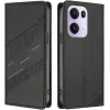 Phonesta Embossed Lines Book Wallet Klapphülle für Oppo Reno13 Pro - Schwarz