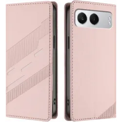 Phonesta Embossed Lines Book Wallet Klapphülle für OnePlus Nord 4 - Rosa