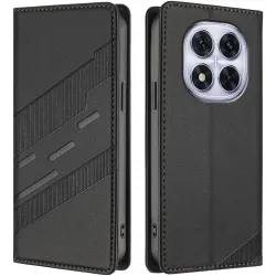 Phonesta Embossed Lines Book Wallet Klapphülle für Xiaomi Redmi Note 14 Pro 5G/14 Pro Plus / Xiaomi Poco X7 - Schwarz