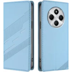 Phonesta Embossed Lines Book Wallet Klapphülle für Xiaomi Redmi 14C / Xiaomi Poco C75 - Hellblau