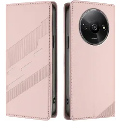 Phonesta Embossed Lines Book Wallet Klapphülle für Xiaomi Redmi A3 - Rosa