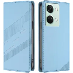Phonesta Embossed Lines Book Wallet Klapphülle für OnePlus Nord 3 - Hellblau