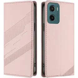 Phonesta Embossed Lines Book Wallet Klapphülle für Motorola Moto G05 / Moto E15 - Rosa