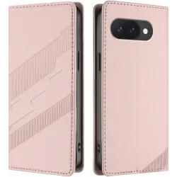 Phonesta Embossed Lines Book Wallet Klapphülle für Google Pixel 9a - Rosa
