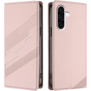 Phonesta Embossed Lines Book Wallet Klapphülle für Samsung Galaxy A36 - Rosa