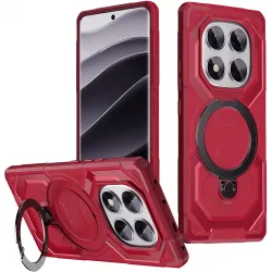 Phonesta IronLock Back Cover Hülle Ring und MagSafe für Xiaomi Redmi Note 14 Pro 4G/5G/14 Pro Plus / Xiaomi Poco X7 - Rot