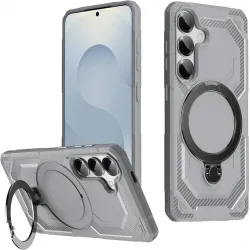 Phonesta IronLock Back Cover Hülle Ring und MagSafe für Samsung Galaxy S25 Plus/S24 Plus - Grau