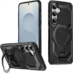 Phonesta IronLock Back Cover Hülle Ring und MagSafe für Samsung Galaxy S25 Plus/S24 Plus - Schwarz