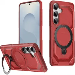 Phonesta IronLock Back Cover Hülle Ring und MagSafe für Samsung Galaxy S25/S24 - Rot