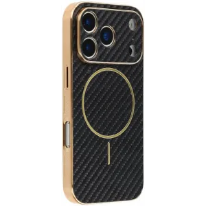 Phonesta Luxury Carbon Fiber Back Cover Hülle mit MagSafe für Apple iPhone 17 Pro - Schwarz