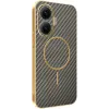 Phonesta Luxury Carbon Fiber Back Cover Hülle mit MagSafe für Xiaomi Poco F7 - Braun 0
