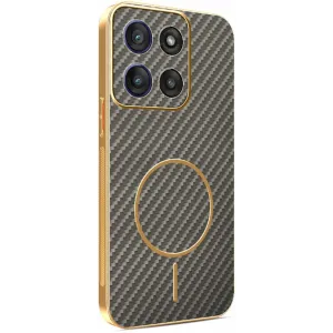 Phonesta Luxury Carbon Fiber Back Cover Hülle mit MagSafe für Motorola Moto G56 - Braun