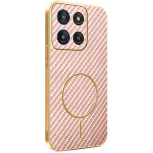 Phonesta Luxury Carbon Fiber Back Cover Hülle mit MagSafe für Motorola Moto G56 - Rosa