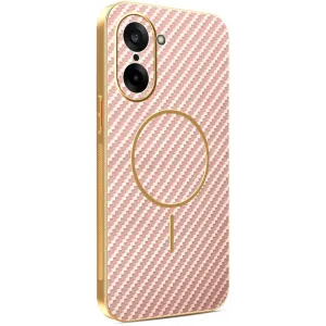 Phonesta Luxury Carbon Fiber Back Cover Hülle mit MagSafe für OnePlus Nord CE5 - Rosa