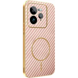 Phonesta Luxury Carbon Fiber Back Cover Hülle mit MagSafe für Realme GT 7 Pro - Rosa