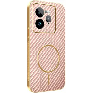 Phonesta Luxury Carbon Fiber Back Cover Hülle mit MagSafe für Realme GT 7 Pro - Rosa
