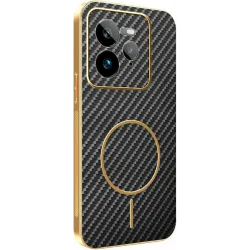 Phonesta Luxury Carbon Fiber Back Cover Hülle mit MagSafe für Realme GT 7 Pro - Schwarz